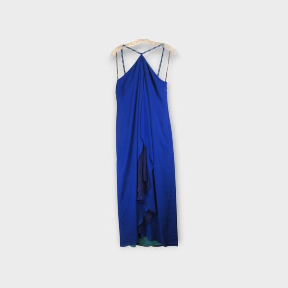 Muse Braided Halter Maxi Dress Size 8 Royal Blue Teal - Picture 1 of 14